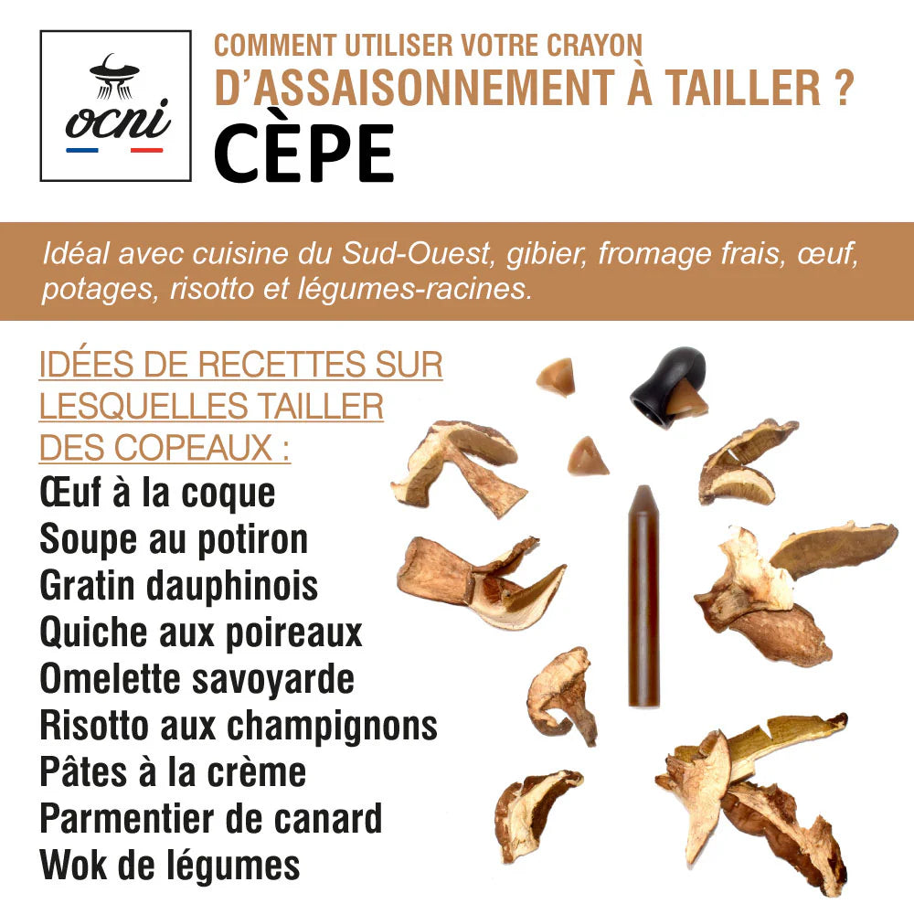 Coffret 1 Crayon Cèpe assaisonnement à tailler cuisine gibier