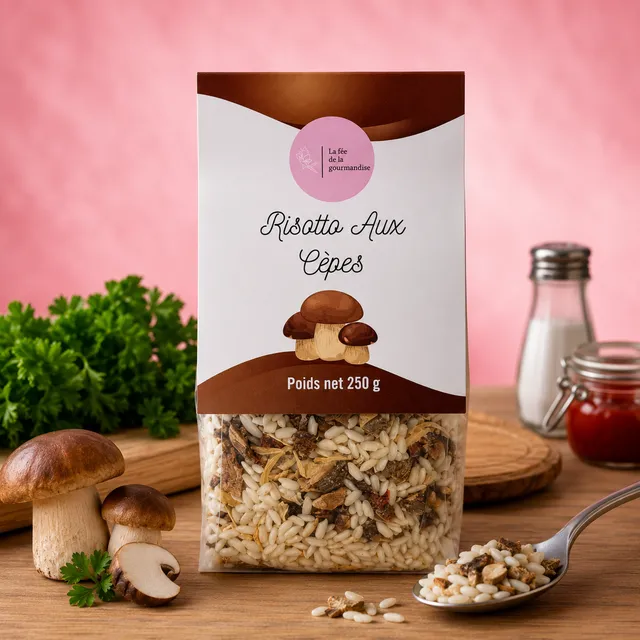 La fée de la gourmandise Risotto cèpes riz Carnaroli préparation