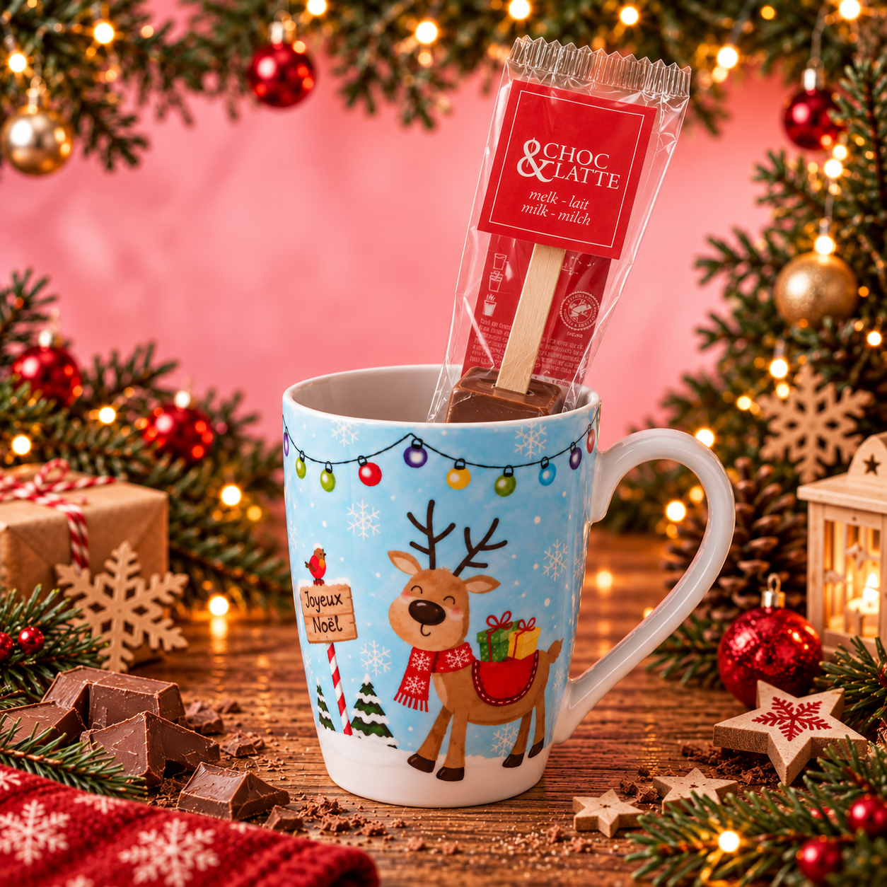 La fée de la gourmandise Tasse Renne cuillère chocolat chaud 30 g