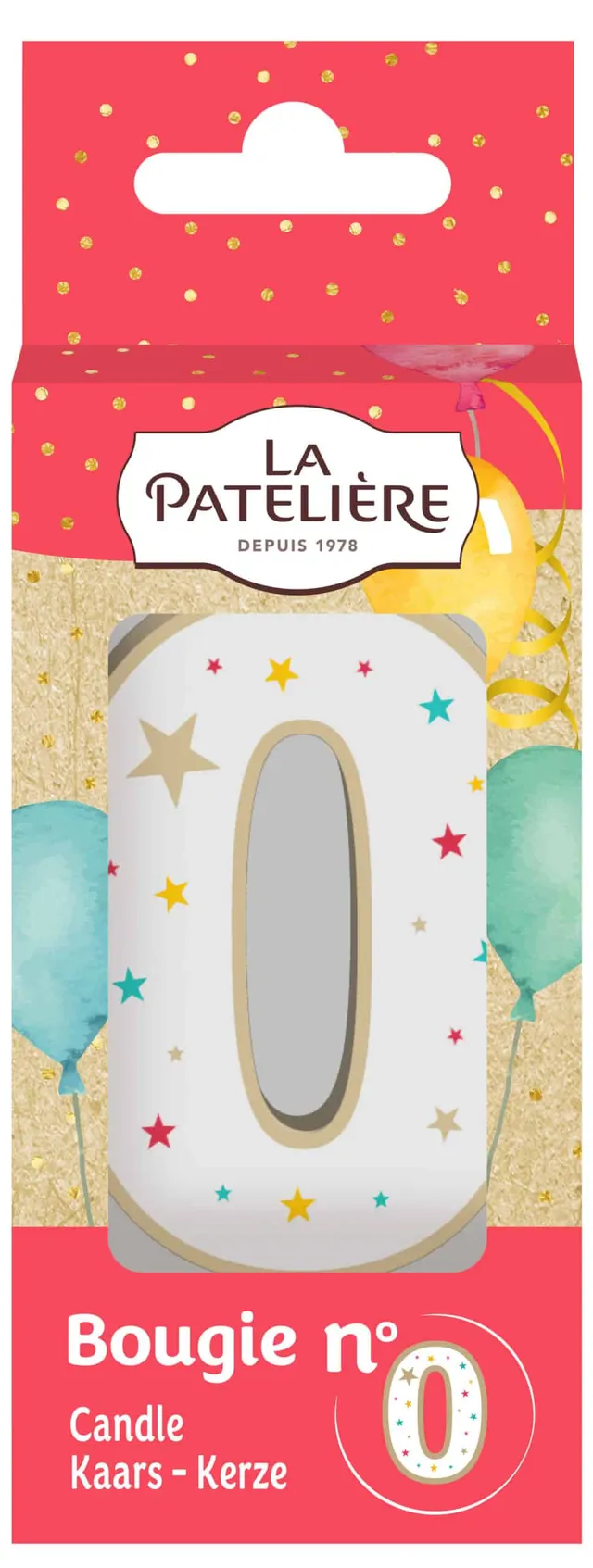 La Patelière Décors et bougies bougie chiffre 0 blanche étoiles