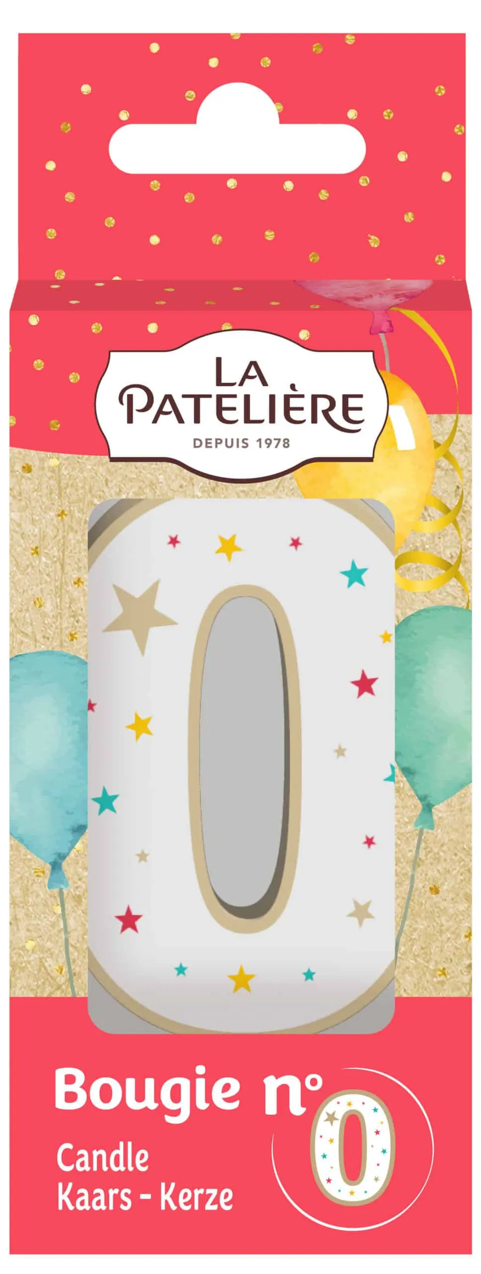 La Patelière Décors et bougies Bougie chiffre 0 blanche étoiles gâteau
