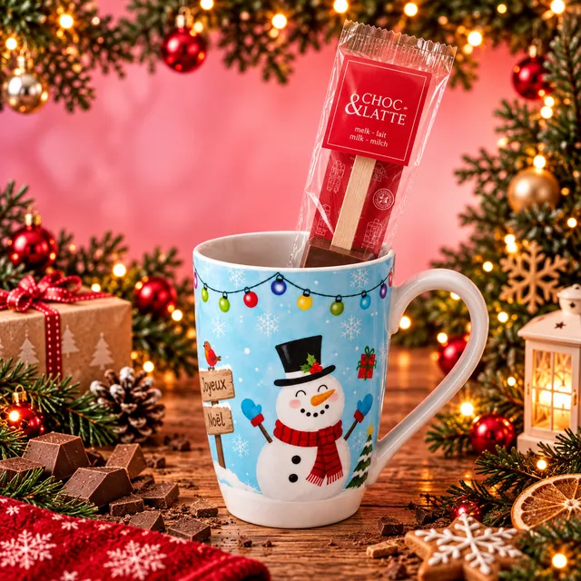 La fée de la gourmandise Tasse Bonhomme de Neige cuillère chocolat 30g
