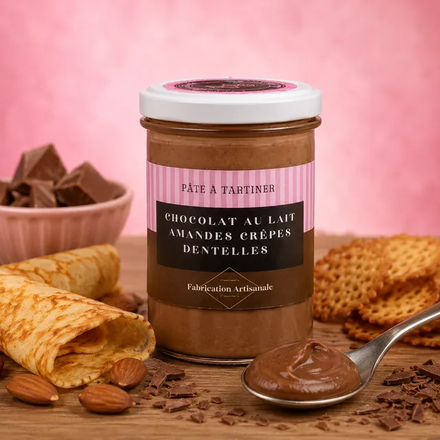 La fée de la gourmandise chocolat lait amandes pâte à tartiner 220g dentelle