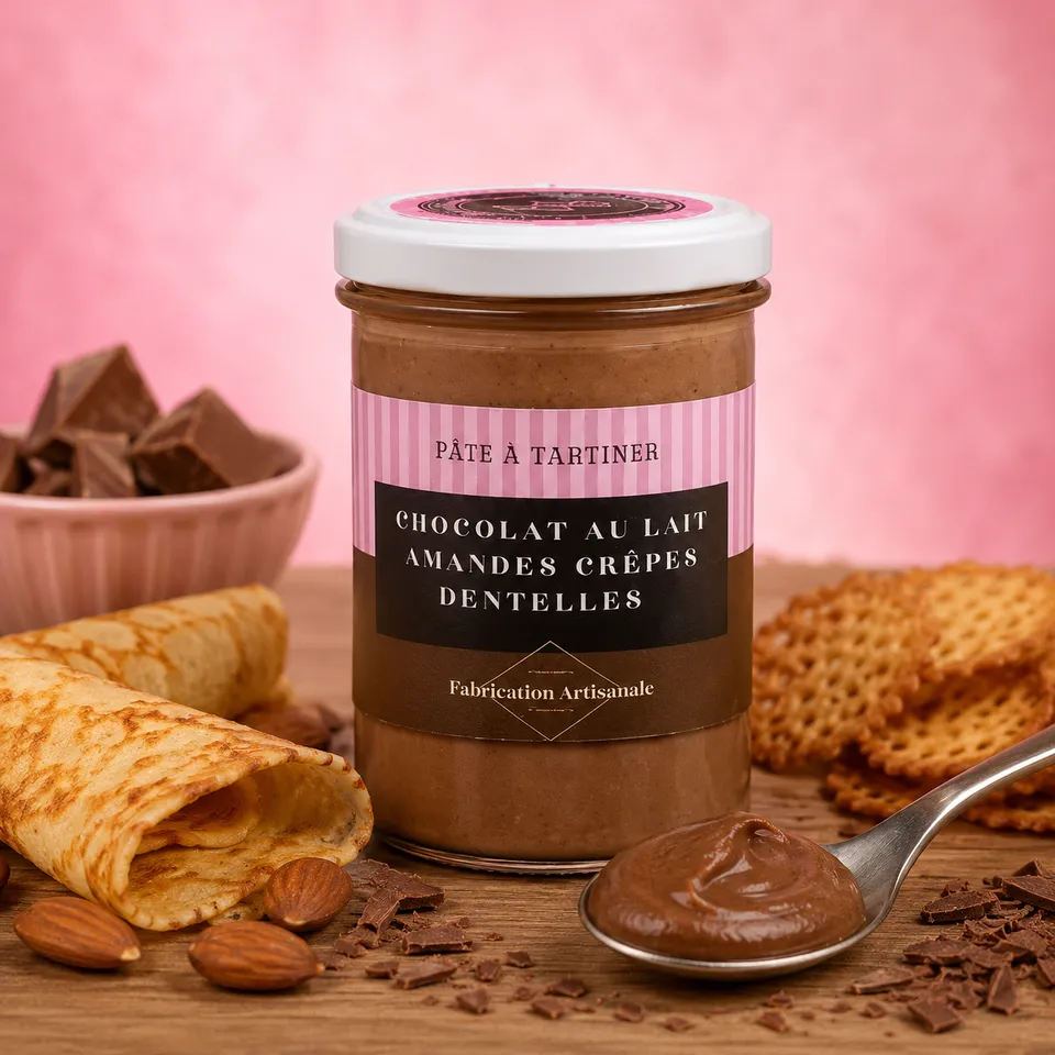 La fée de la gourmandise chocolat lait amandes pâte à tartiner 220g dentelle