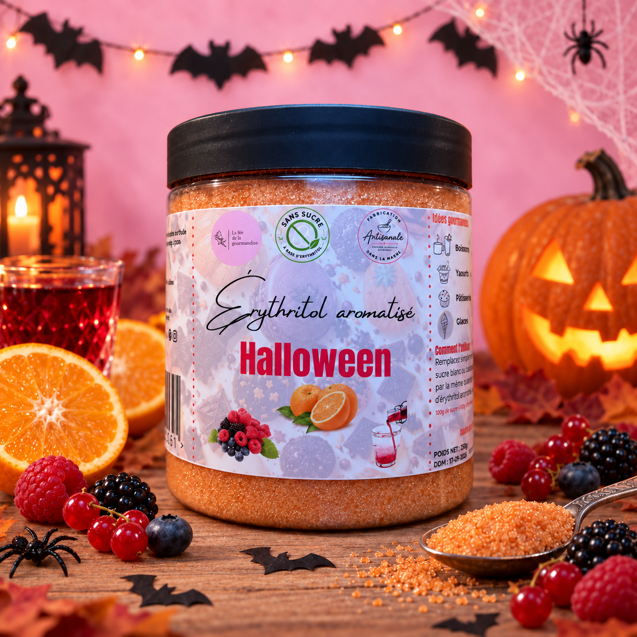 La fée de la gourmandise Érythritol Halloween fruits rouges sans sucre