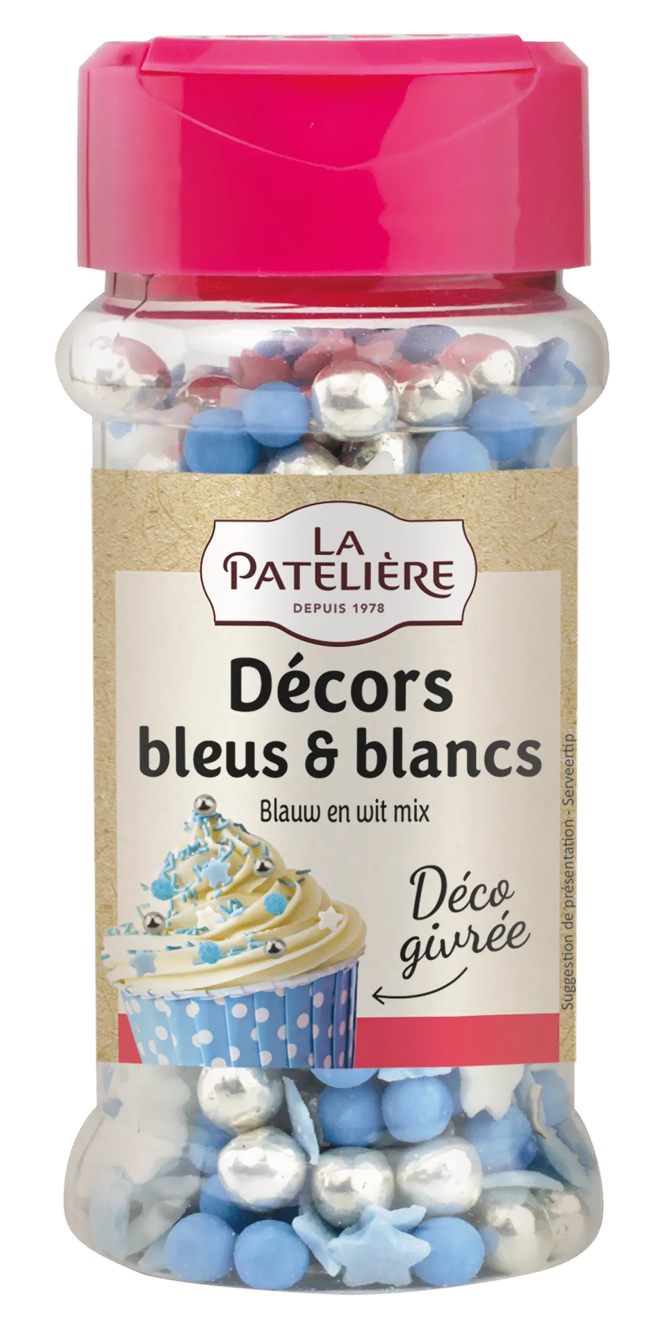 La Patelière Décors mix sprinkles sucre bleu blanc festif