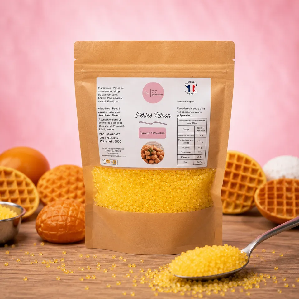 La fée de la gourmandise Perles sucre citron 200g décor