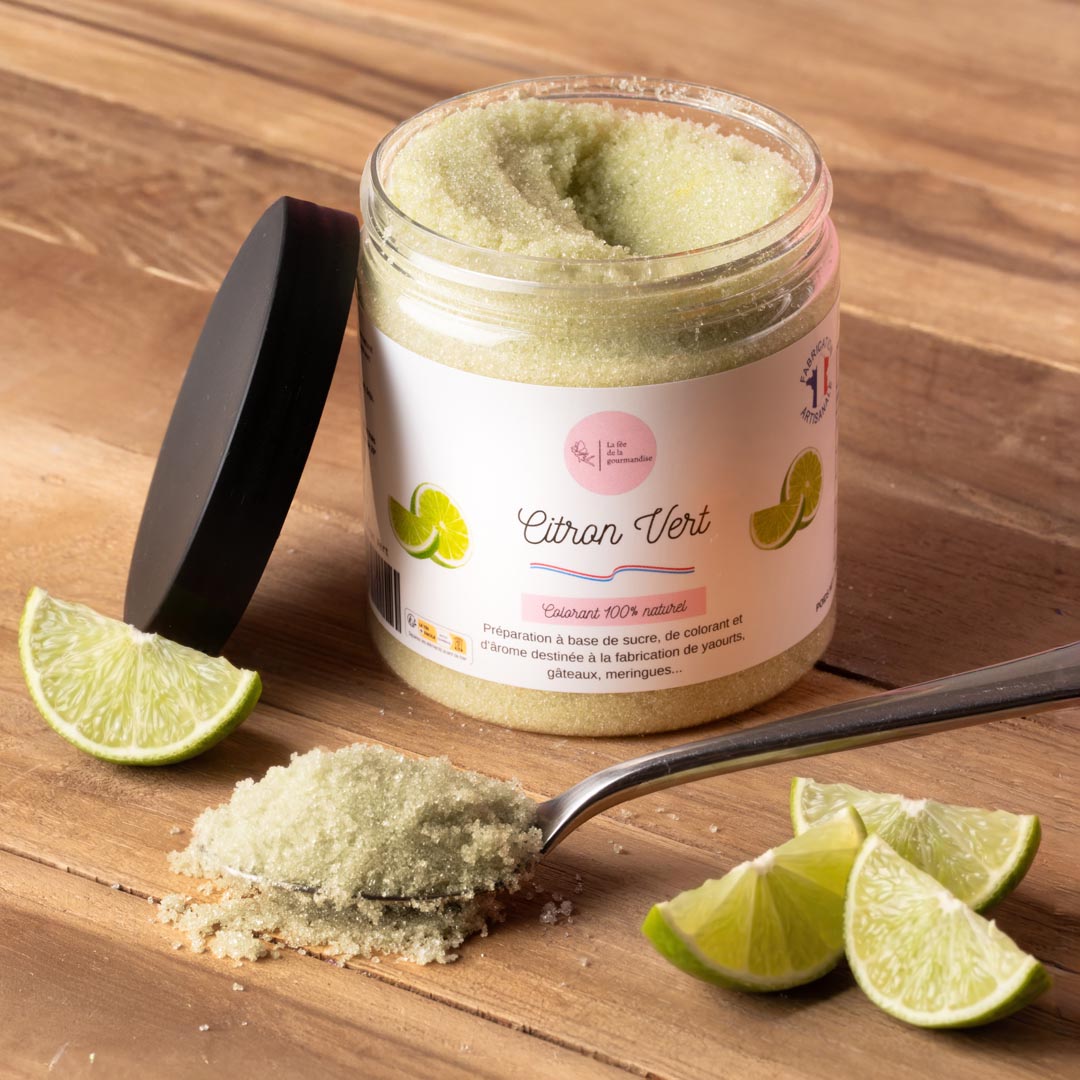 La fée de la gourmandise Citron vert sucre aromatisé pot 250g