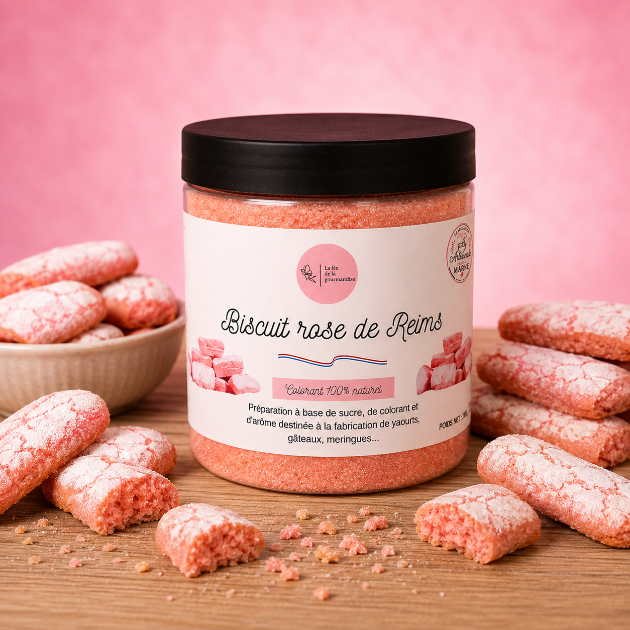 La fée de la gourmandise biscuit rose sucre aromatisé