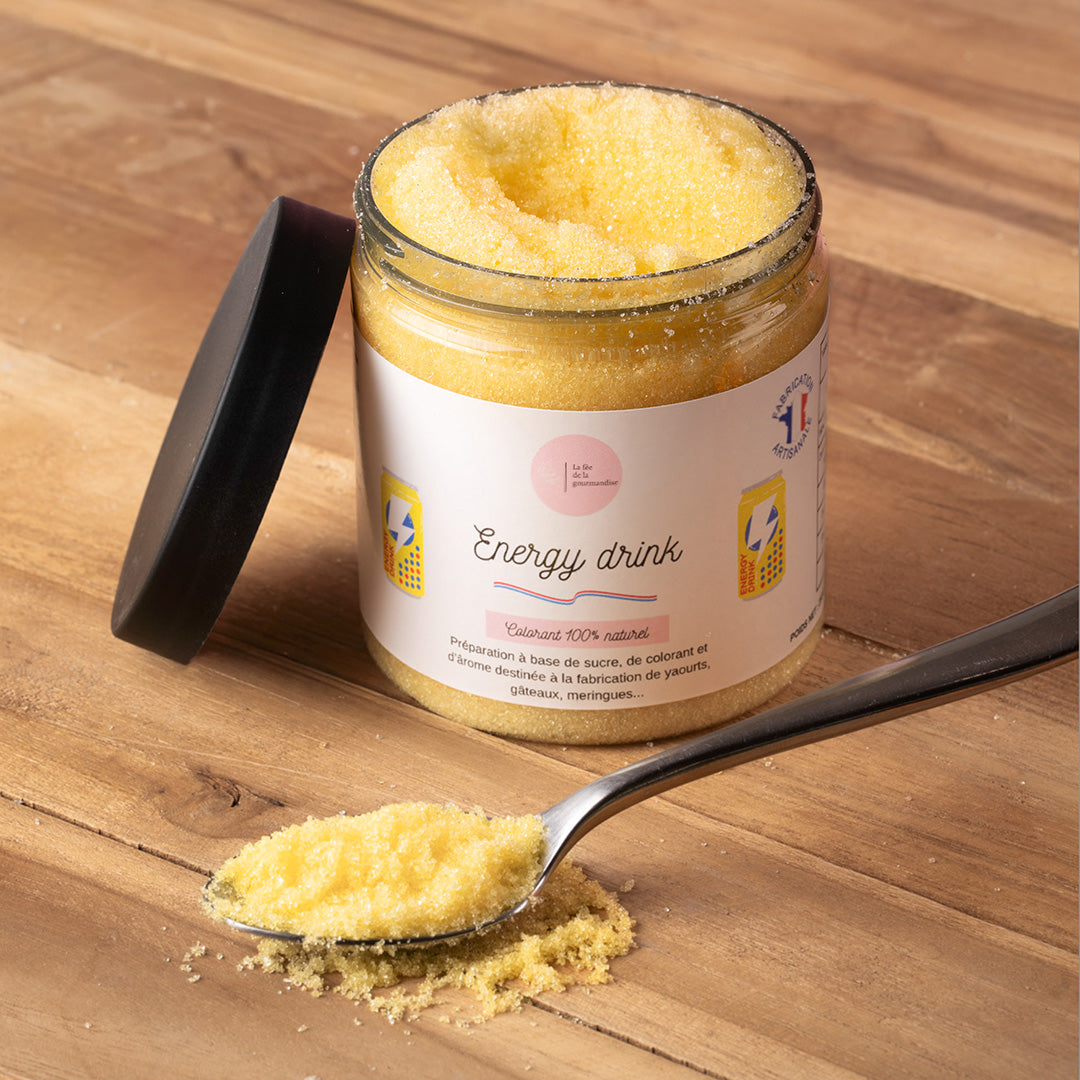 La fée de la gourmandise Sucre energy drink pot 250 g jaune