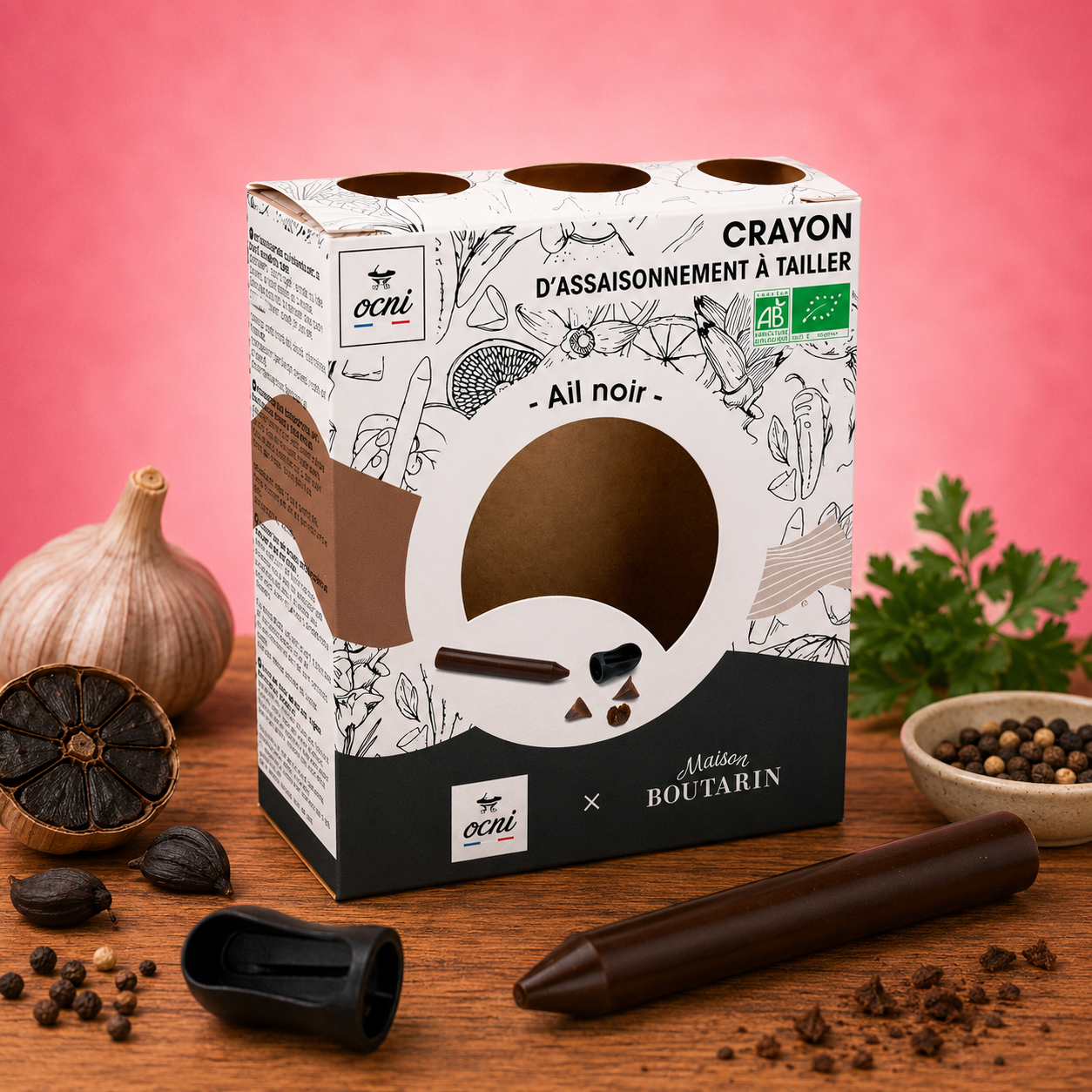 Crayon Ail noir bio assaisonnement coffret 1 crayon + taille