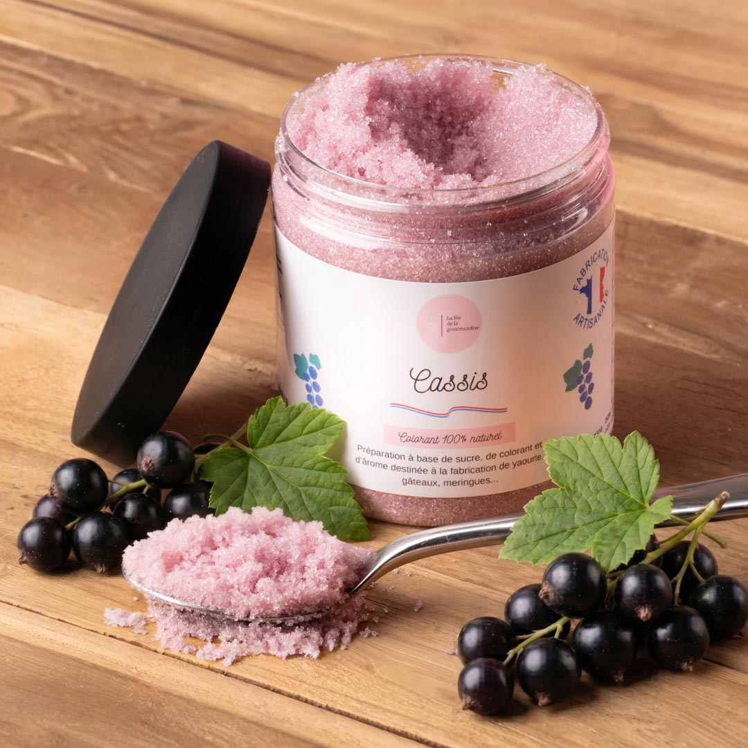 La fée de la gourmandise Cassis sucre aromatisé baby pot 50g