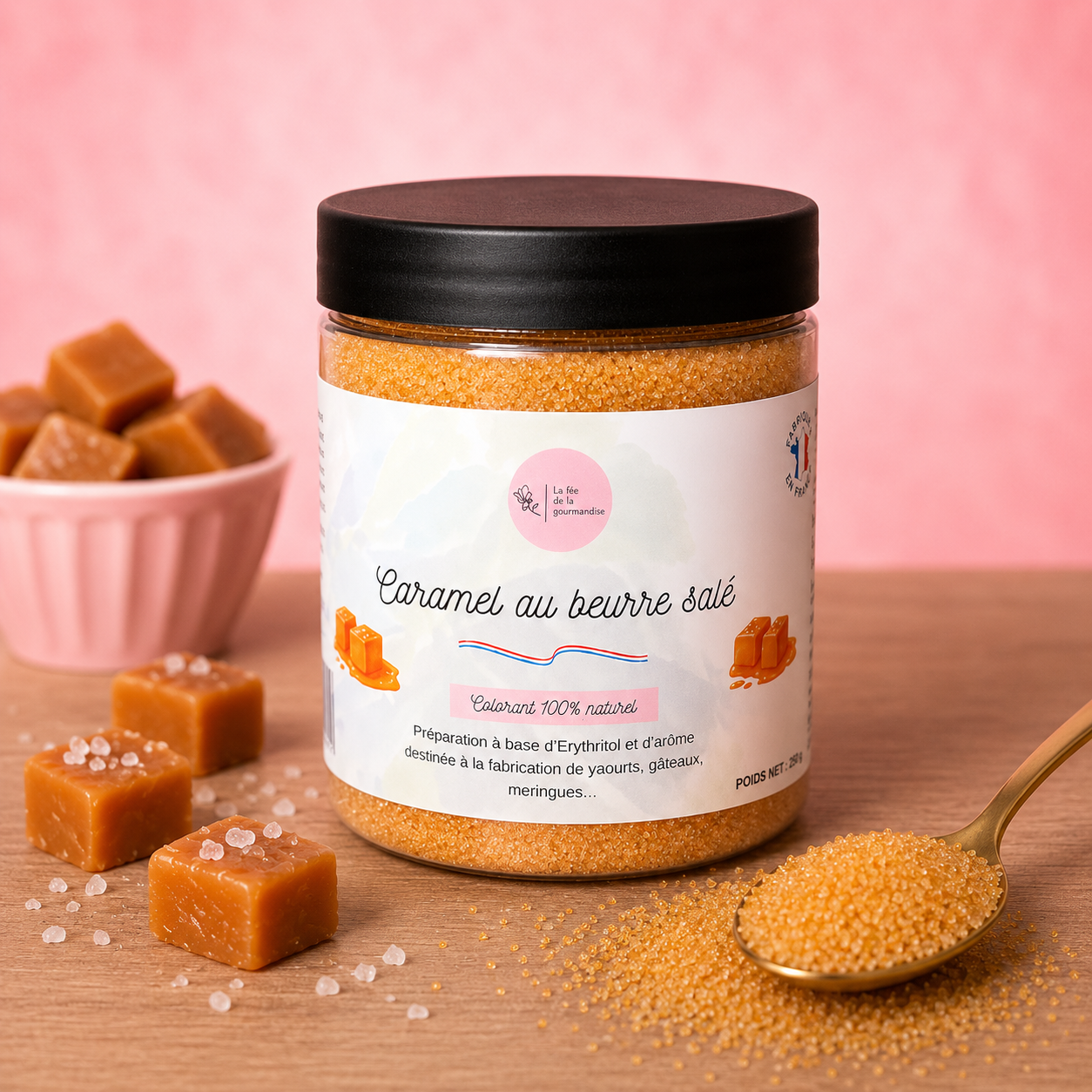 La fée de la gourmandise Érythritol Caramel beurre salé 250G 0 calorie