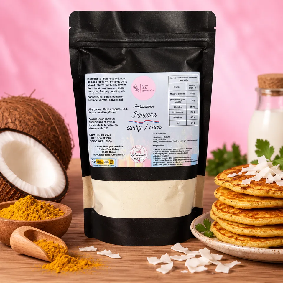 La fée de la gourmandise Pancakes Curry Coco préparation
