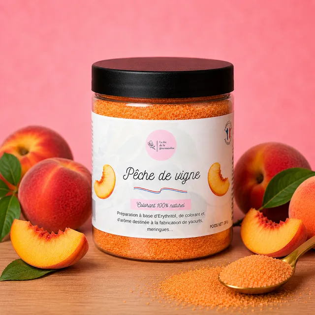 La fée de la gourmandise Érythritol Pêche de vigne 250 g 0 calorie