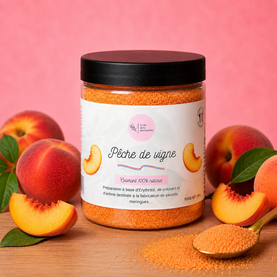La fée de la gourmandise Érythritol Pêche de vigne 250 g 0 calorie