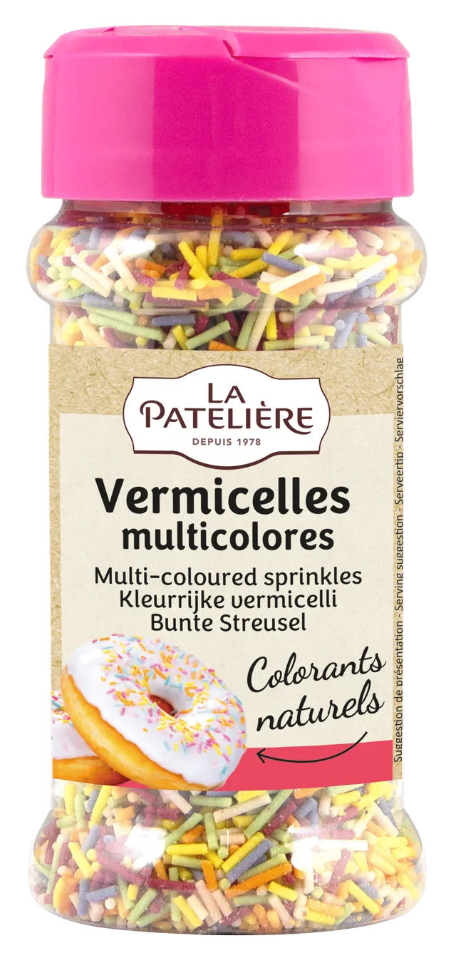 La Patelière Décors et bougies vermicelles multicolores en sucre