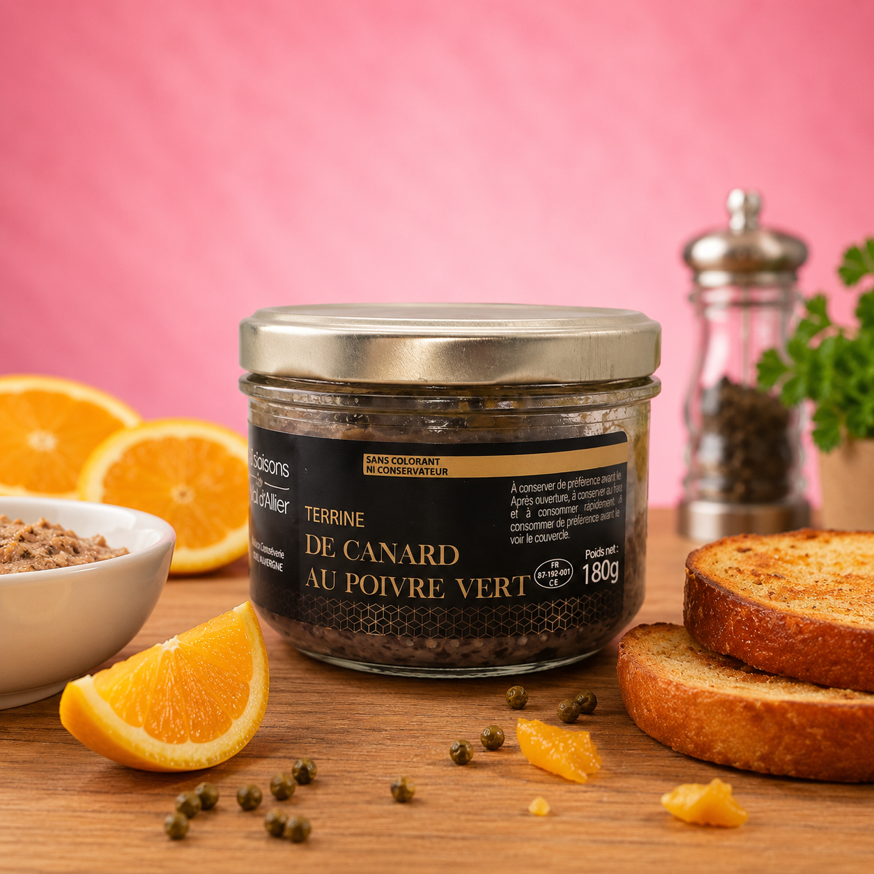 La fée de la gourmandise Terrine canard terrine poivre vert 180g