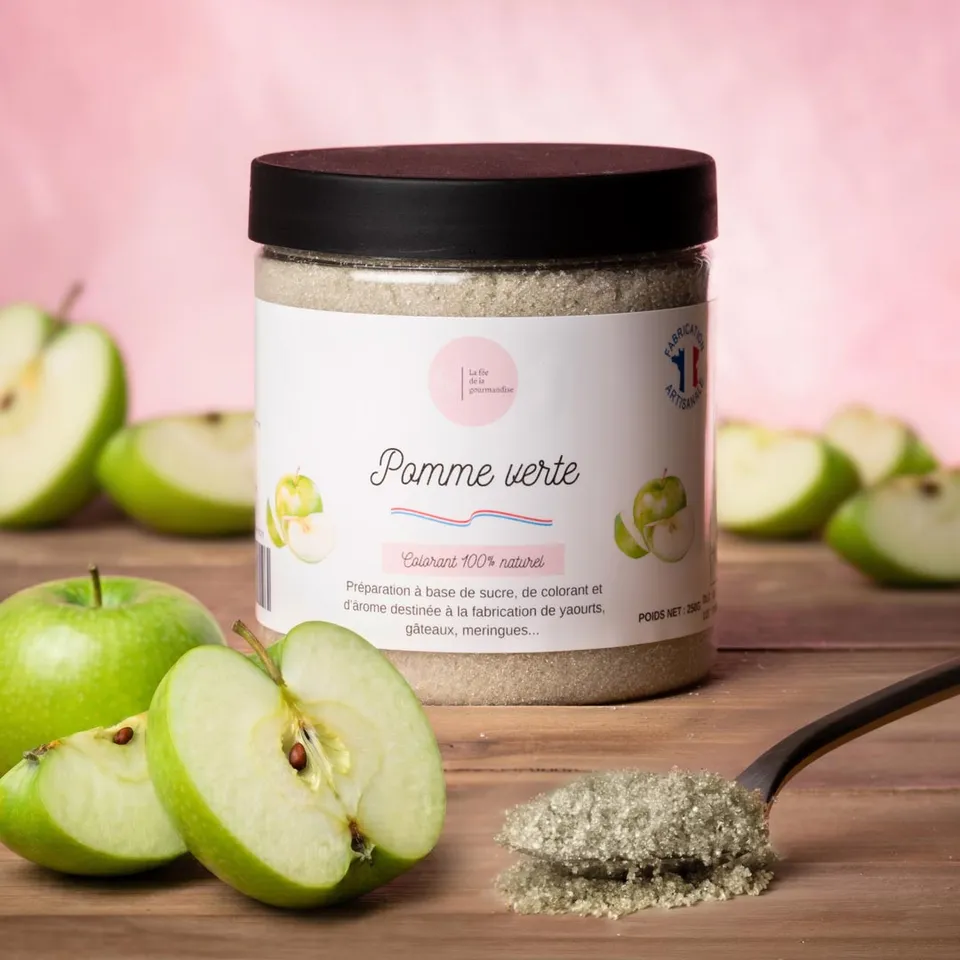 La fée de la gourmandise Sucres aromatisés sucre pomme verte pot 250 g