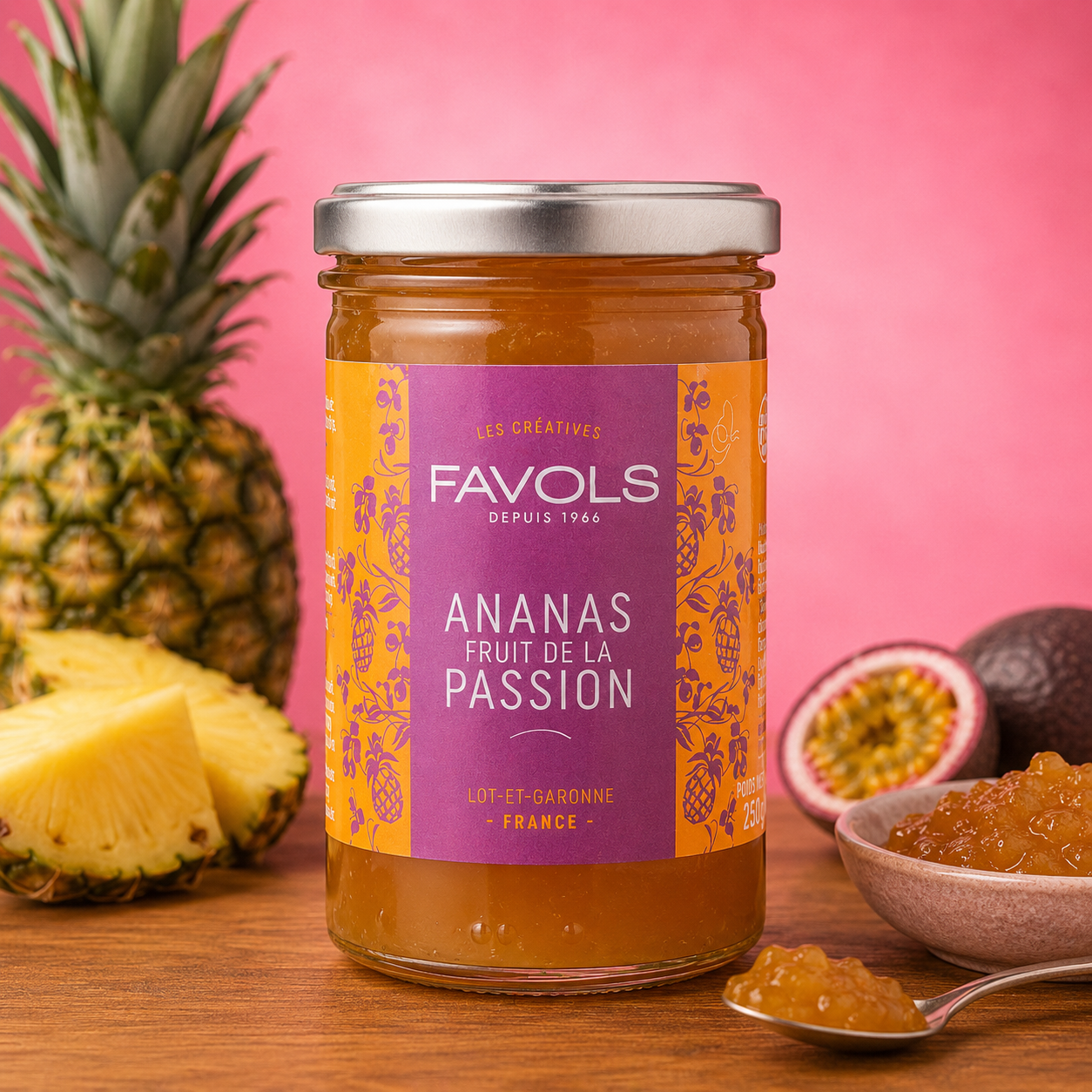 La fée de la gourmandise Confiture Ananas Passion 250 g exotique