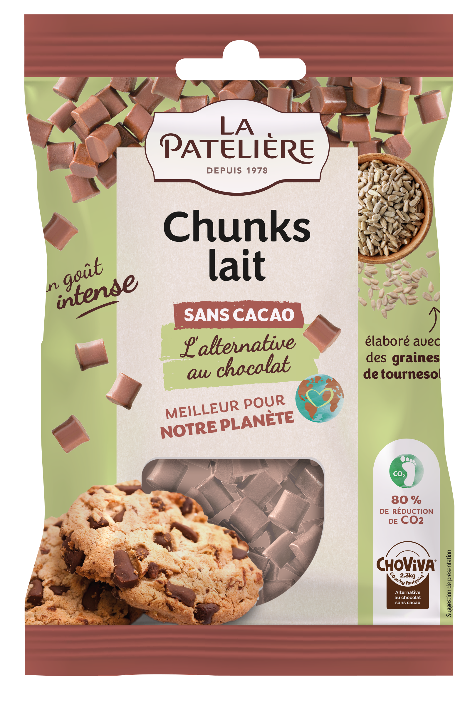 La Patelière Chocolats chunks lait sans cacao tournesol