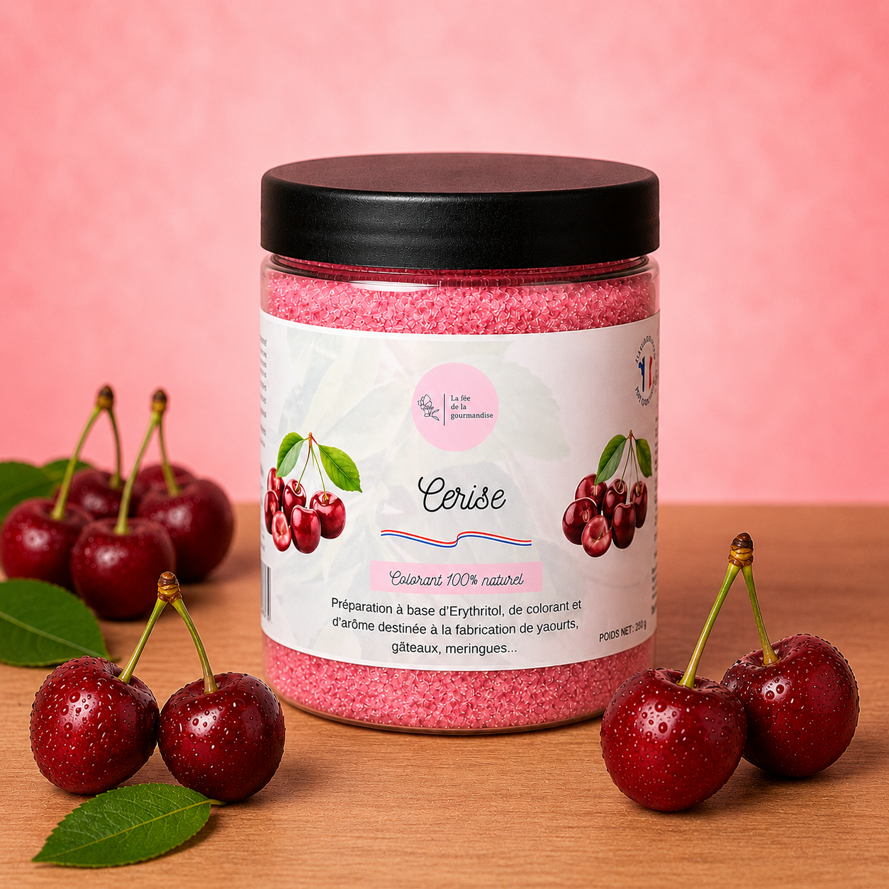La fée de la gourmandise Érythritol Cerise 250g sans sucre