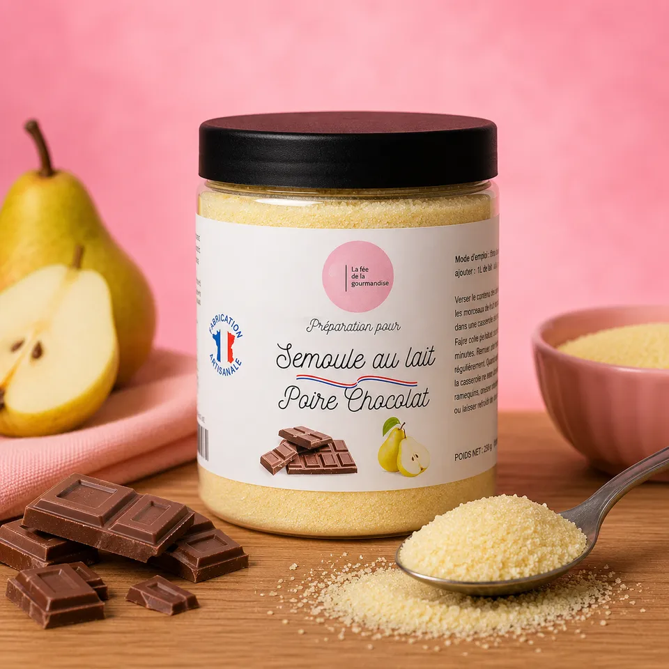 La fée de la gourmandise Semoule Poire Chocolat lait dessert