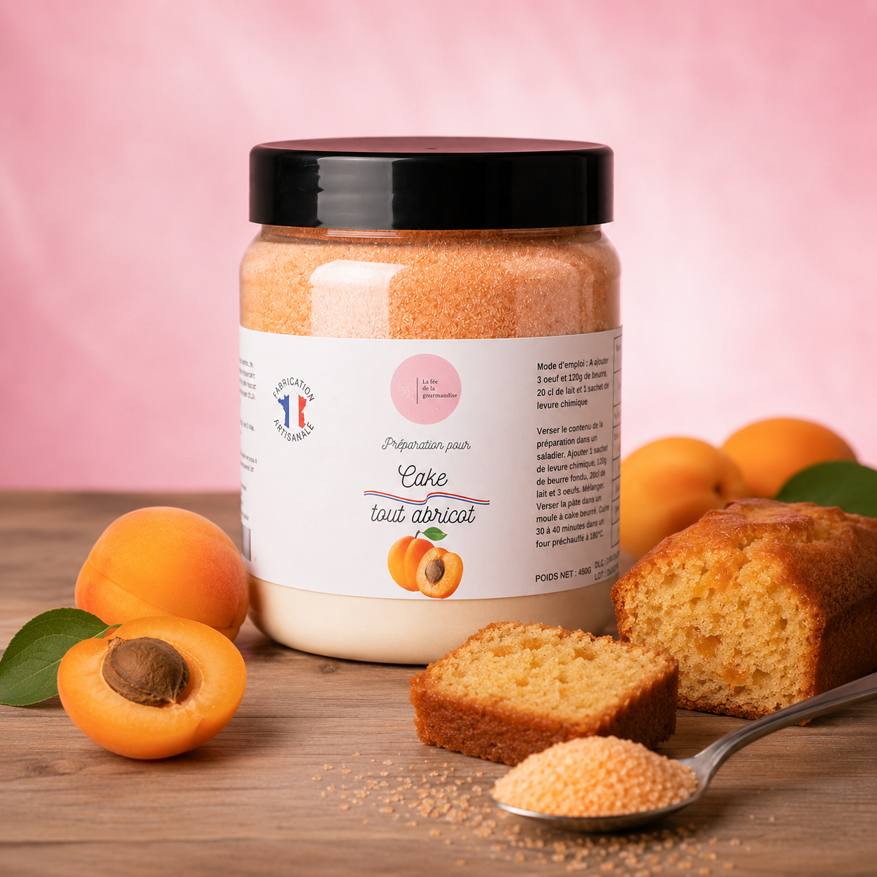 La Fée de la Gourmandise Cake Tout Abricot préparation gâteau fruité