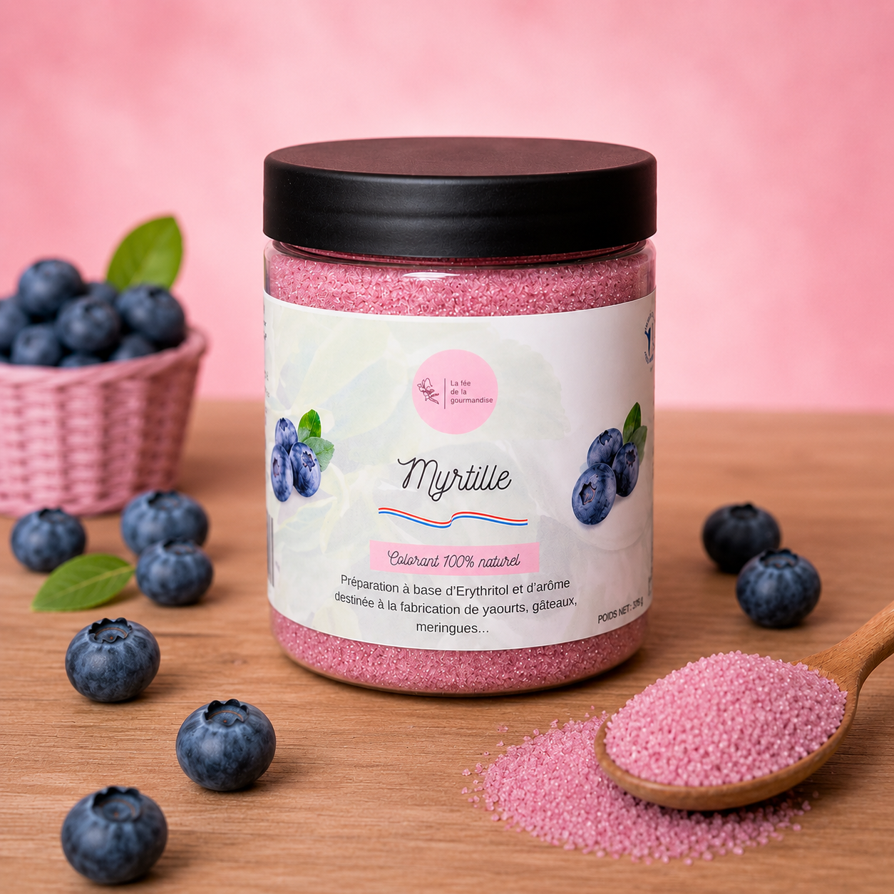La fée de la gourmandise Érythritol myrtille 250 g sans sucre