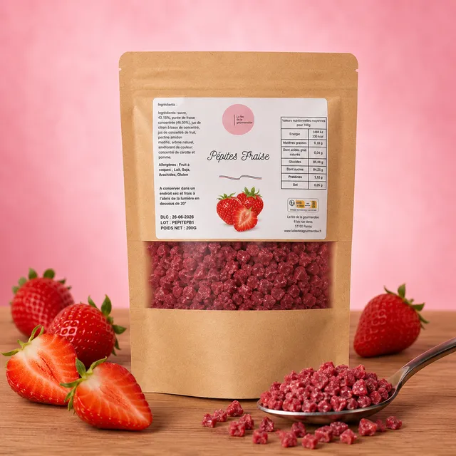 La fée de la gourmandise Pépites Fraise aide pâtisserie 200g