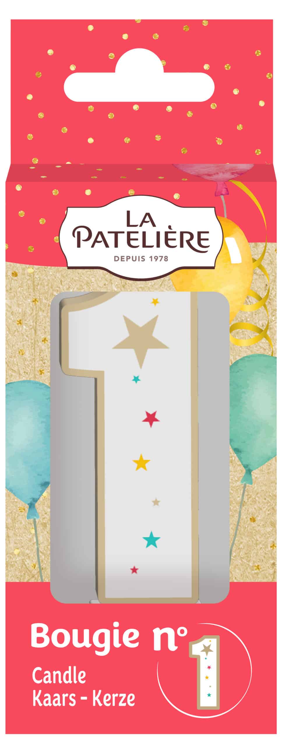 La Patelière Décors et bougies Bougie chiffre 1 gâteau blanche étoiles