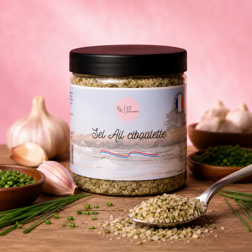 La fée de la gourmandise Sels Ail Ciboulette sel Guérande 250g