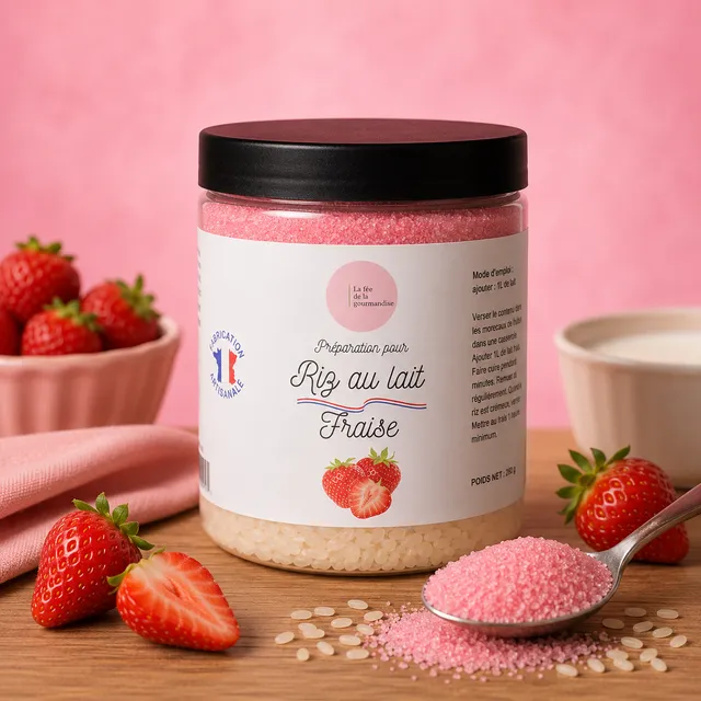 La fée de la gourmandise riz au lait fraise préparation