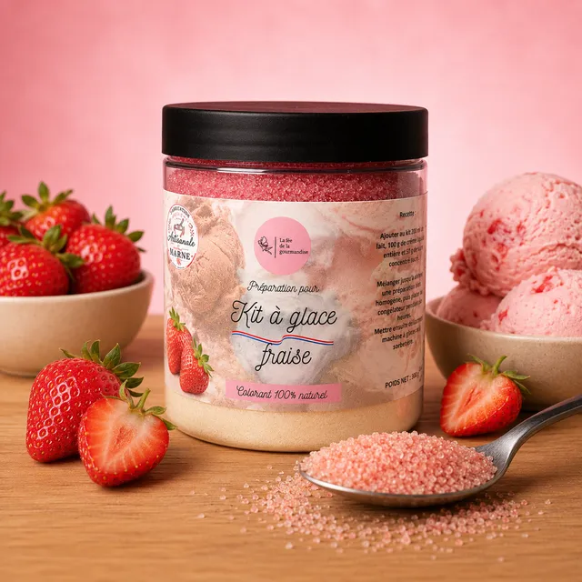 La fée de la gourmandise Kit à glaces Fraise préparation 50g
