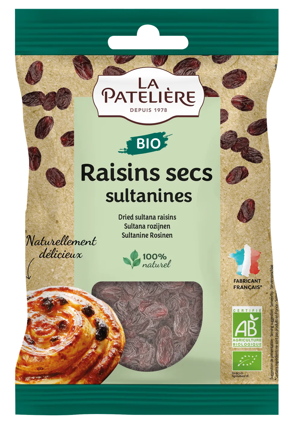 La Patelière Fruits secs raisins sultana bio pour pâtisserie