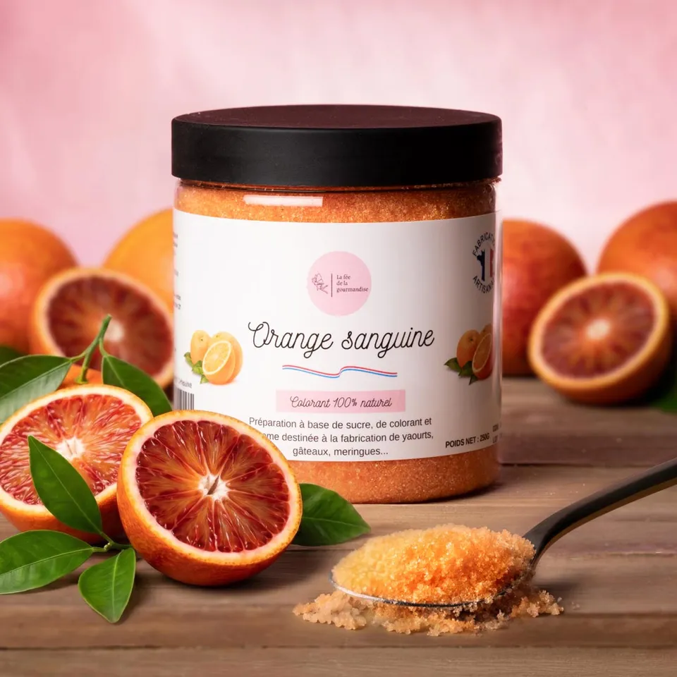 La fée de la gourmandise orange sanguine sucre aromatisé pot 250g