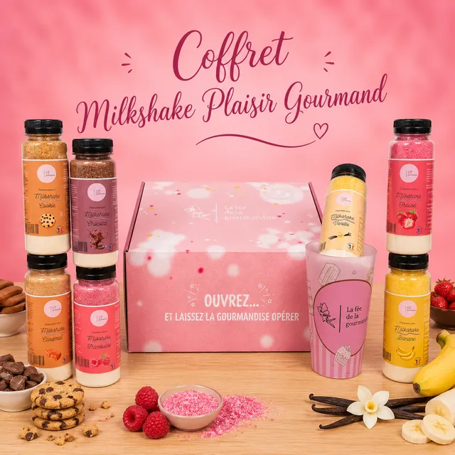 La fée de la gourmandise Coffret Milkshake 7 parfums + gobelet