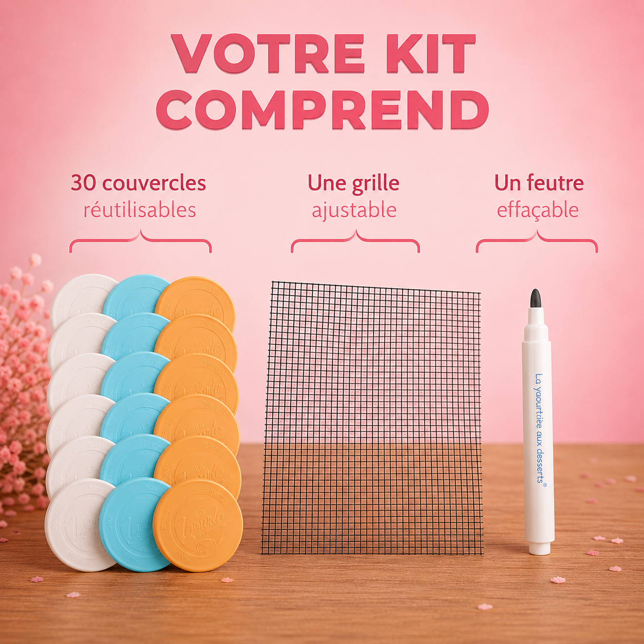 La fée de la gourmandise lot 30 couvercles + grille ajustable