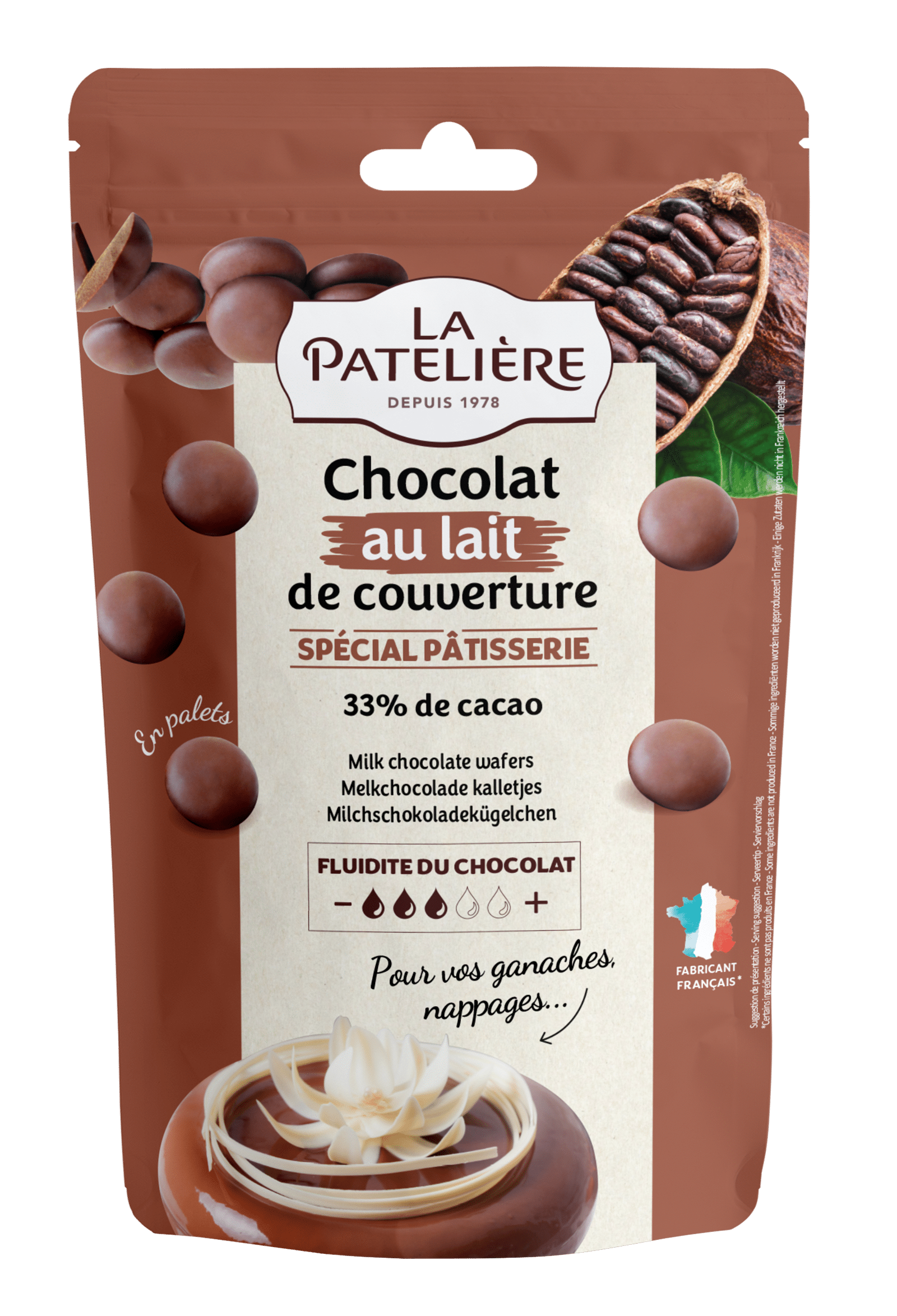 La Patelière Chocolats Palets lait 33% chocolat 200g