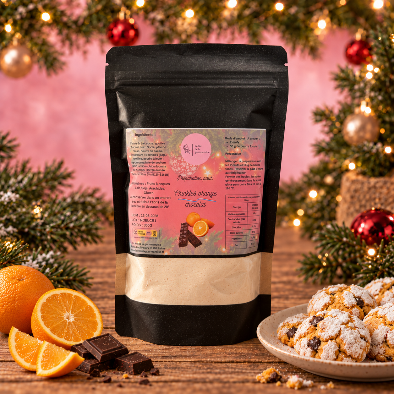 La fée de la gourmandise Préparations sucrées crinkles orange chocolat 300g