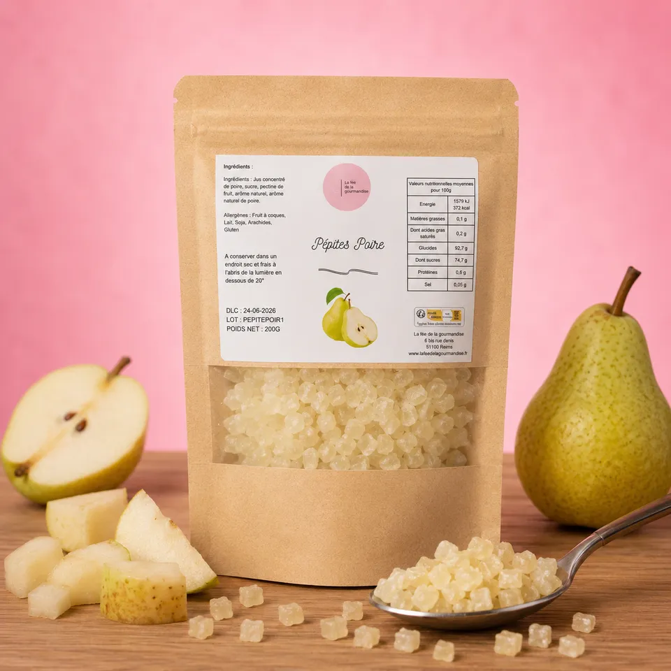 La fée de la gourmandise Pépites Poire aide pâtisserie 200g poire