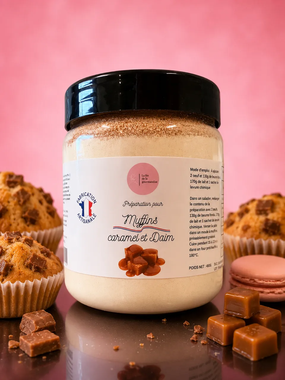 La fée de la gourmandise Muffin caramel Daim préparation 470g