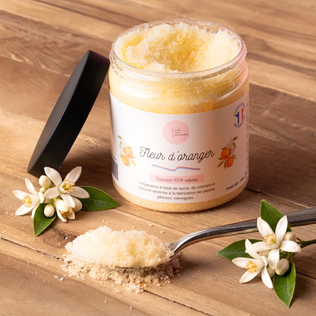 La fée de la gourmandise Sucre fleur d'oranger pot 250G floral