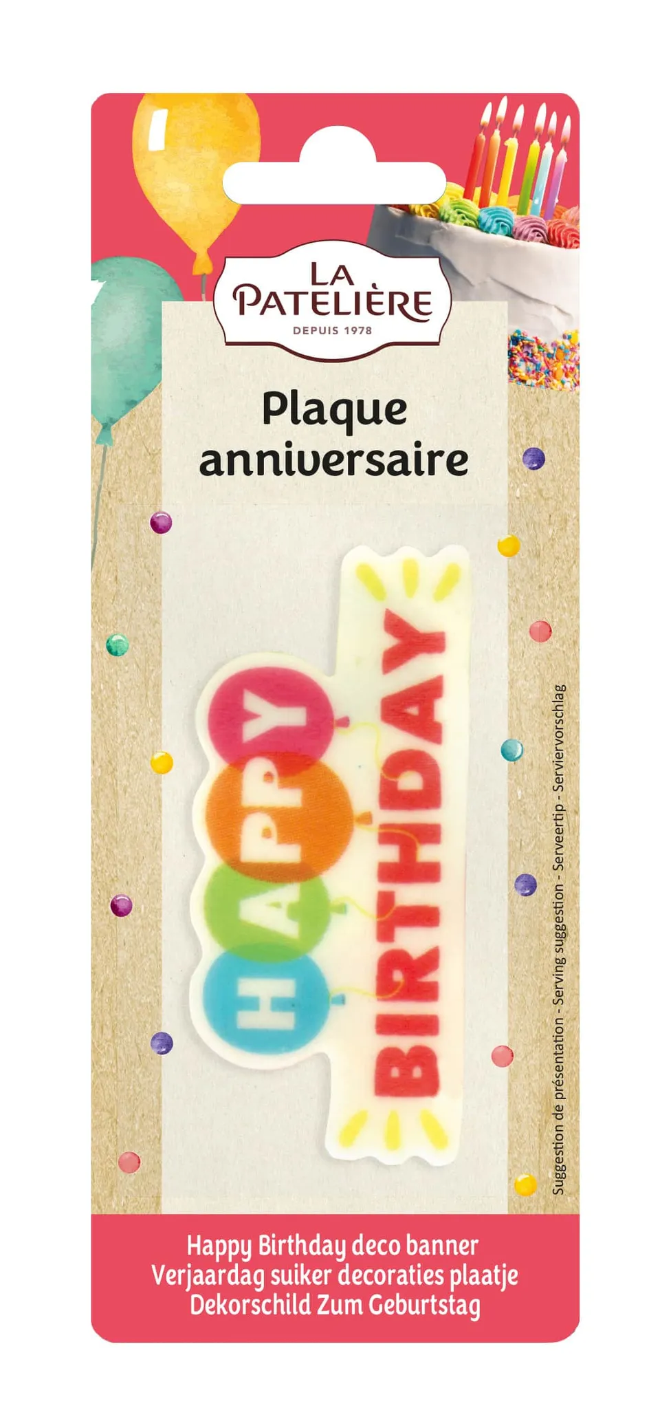 La Patelière Décors plaque anniversaire sucre Happy Birthday
