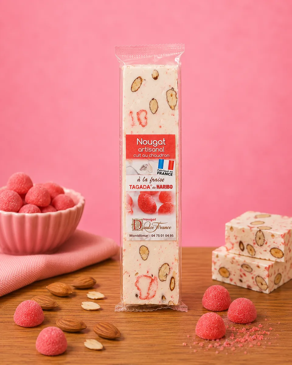 La fée de la gourmandise Nougat Fraise Tagada tendre 100G miel