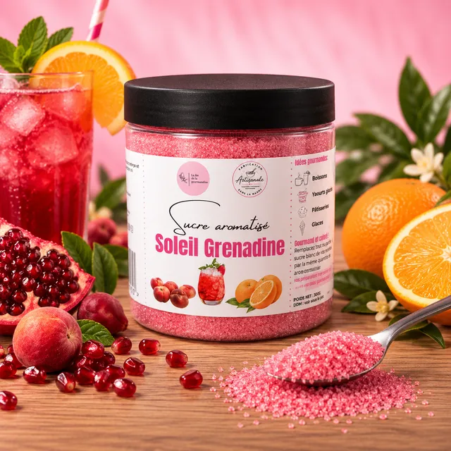 La fée de la gourmandise Sucres aromatisés Soleil Grenadine orange pêche