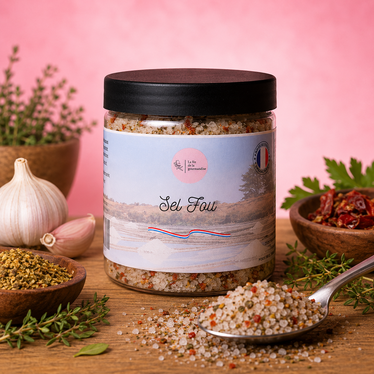 La fée de la gourmandise Sel Fou sel de Guérande épices 250g