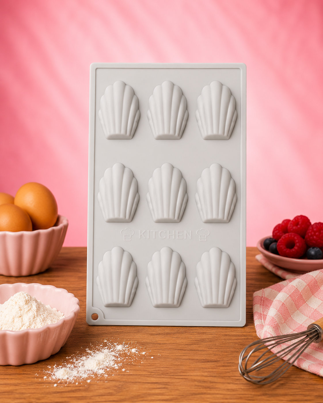 La fée de la gourmandise Moule 9 madeleines silicone gris