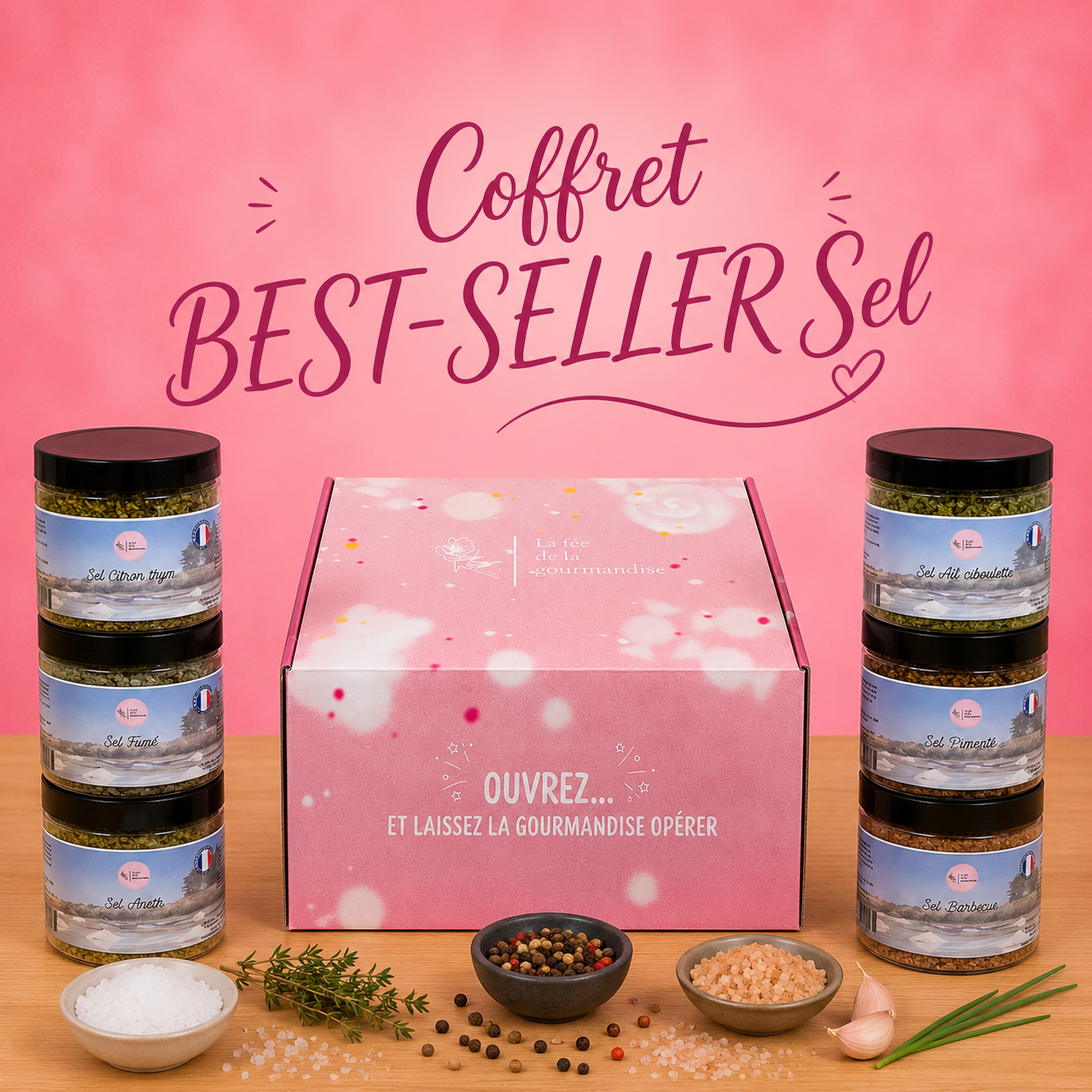La fée de la gourmandise Coffret Bestseller 6 Sels Aromatisés 250 g