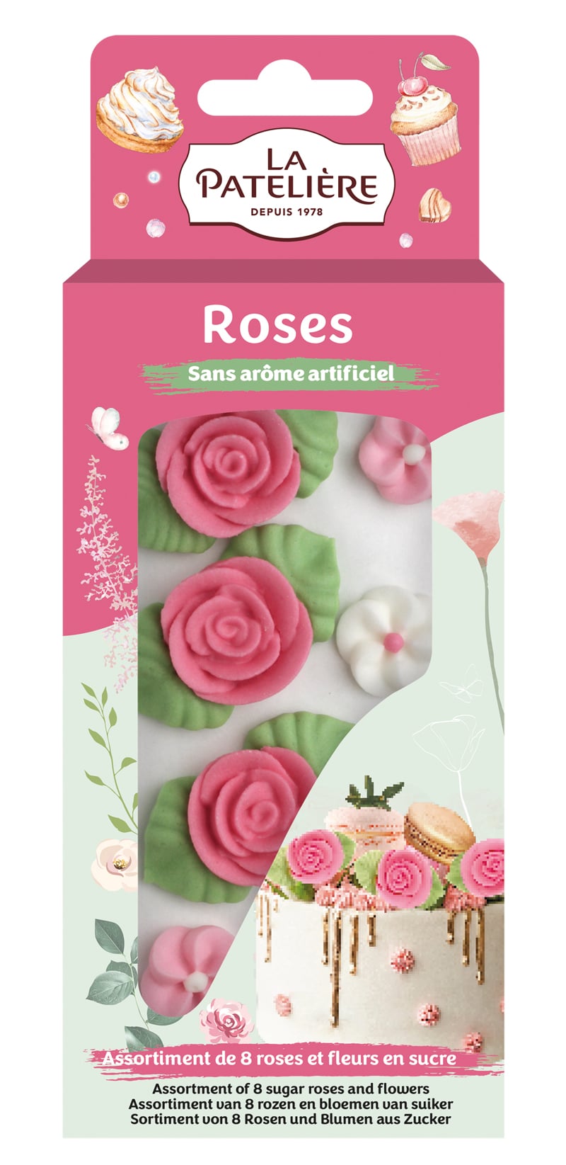 La Patelière Décors Roses Pétales en Sucre x8